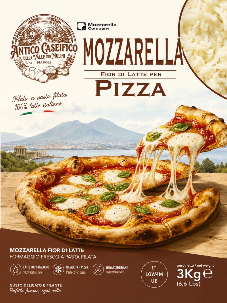 Mozzarella Fior Di Latte Per Pizza / Antico Caseifico - 3kg