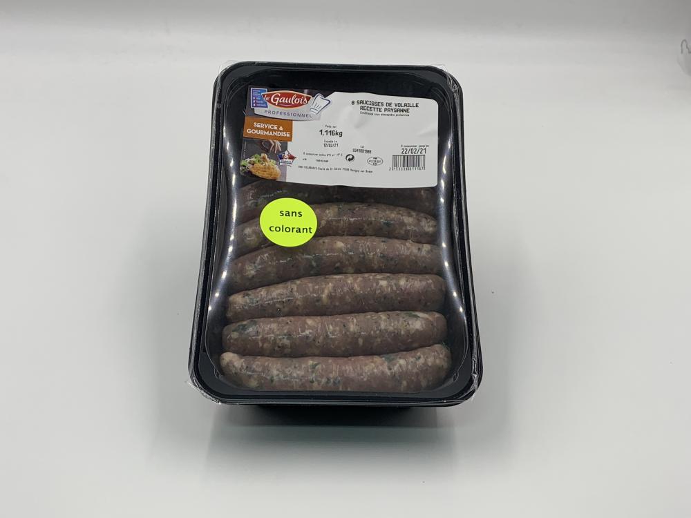 Saucisse de Volaille Paysanne s/at x 8 - SNV /1,2kg