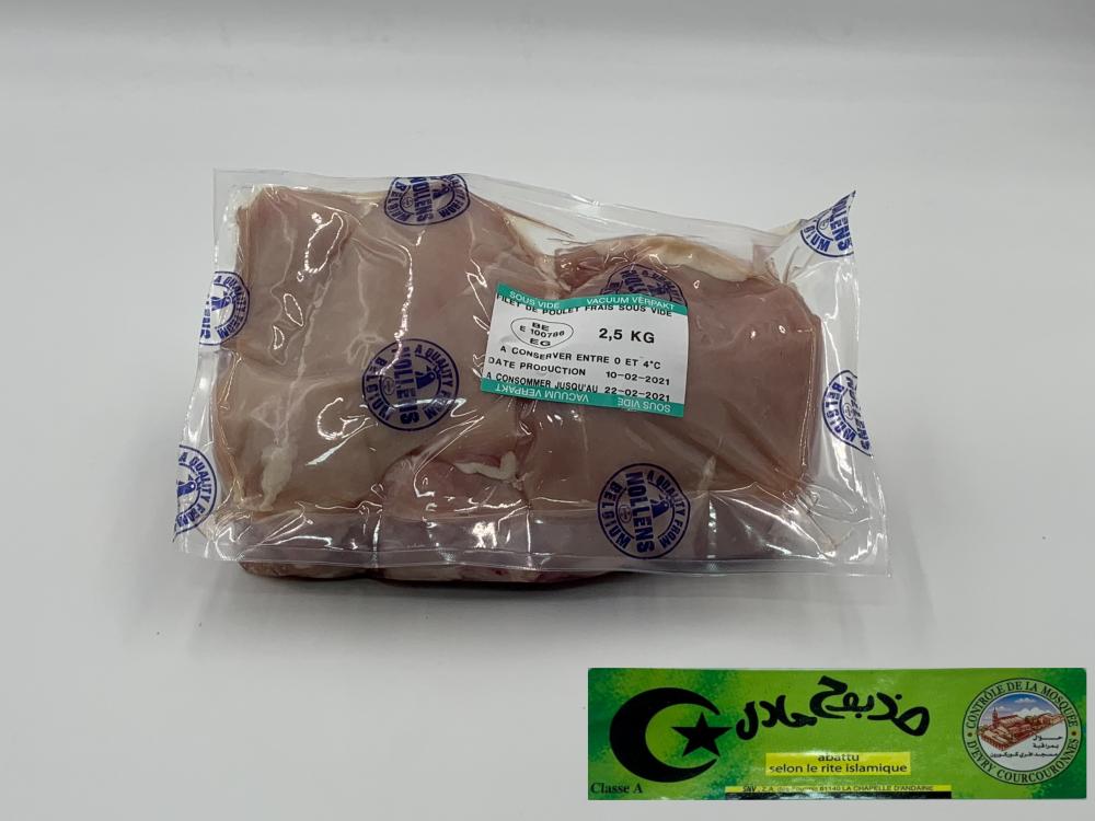 Filet de Poulet Import Halal s/vide - Nollens / 2.5kg